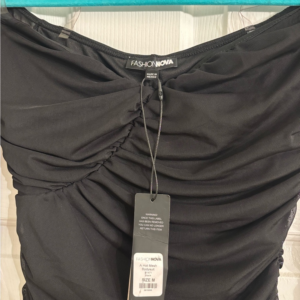 Fashion Nova Black Ruched Bodysuit - Picture 3 of 3